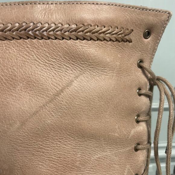 Cobra Society Above Knee Leather Sweater Boot Lace Up Made in Spain Sz 37 US 6.5 - Picture 4 of 7